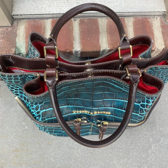 Dooney & Burke Shoppers Shoulder Bag, Unique Turquoise Alligator Leather - Picture 3 of 5